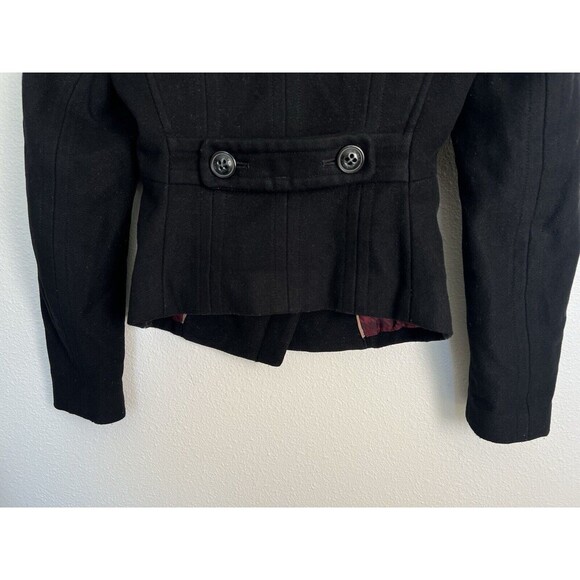 Marcs Black Wool Blend High Collar Military Style Peplum Back Jacket Size 4 - Picture 7 of 11